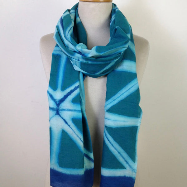 Isla  - Itajime Clamp Dyed Handwoven Cotton Shawl