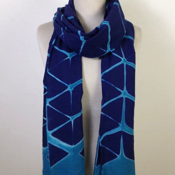 Isla  - Itajime Clamp Dyed Handwoven Cotton Shawl