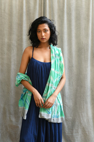 Isla  - Itajime Clamp Dyed Handwoven Cotton Shawl