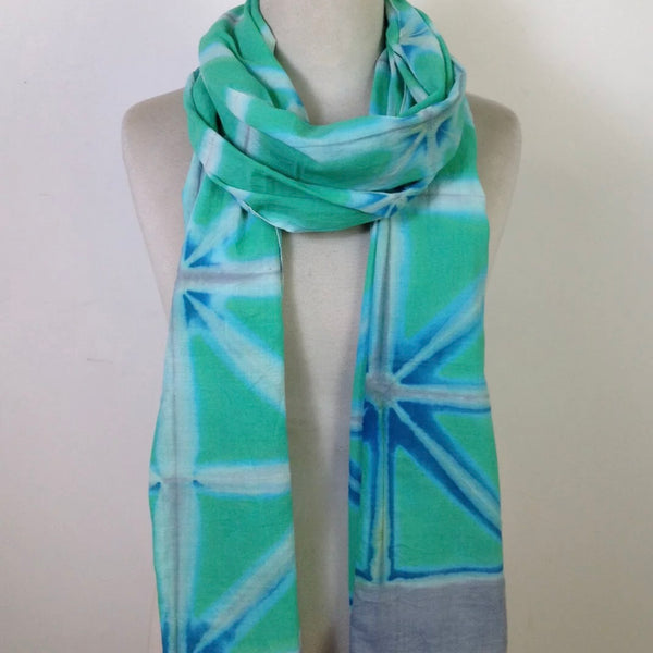 Isla  - Itajime Clamp Dyed Handwoven Cotton Shawl