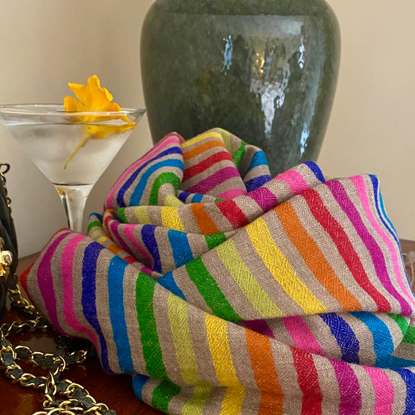 Rainbow Pashmina Cashmere Shawl