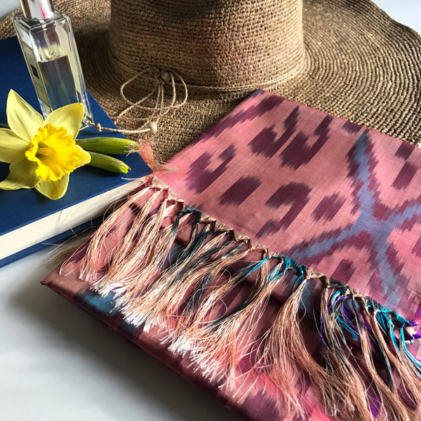 Pure Silk Ikat Scarf - Pink